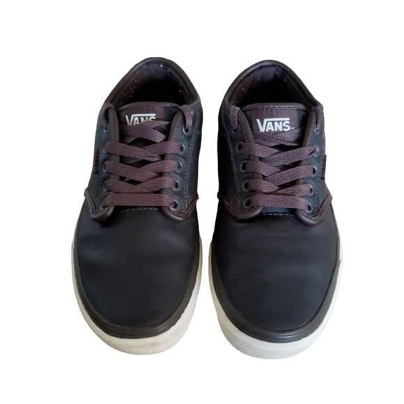 Vans Atwood Leather Black Perforated Skateboarding Shoes Men's Size